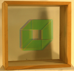 Superpositions, 1998 Dans un emboîtage 30/30/15 cm. un même motif est tiré dans quatre couleurs différentes sur 4 plaques de verre montées espacées. 40 exemplaires signés et numérotés.