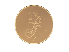 Mémoire du Vent, 2007 3 tondos imprimés sur soie tendus sur un cerceau avec une encre relief 2 exemplaires de chaque diamètre : 58 cm.