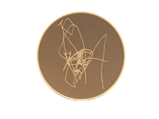 Mémoire du Vent, 2007 3 tondos imprimés sur soie tendus sur un cerceau avec une encre relief 2 exemplaires de chaque diamètre : 58 cm.