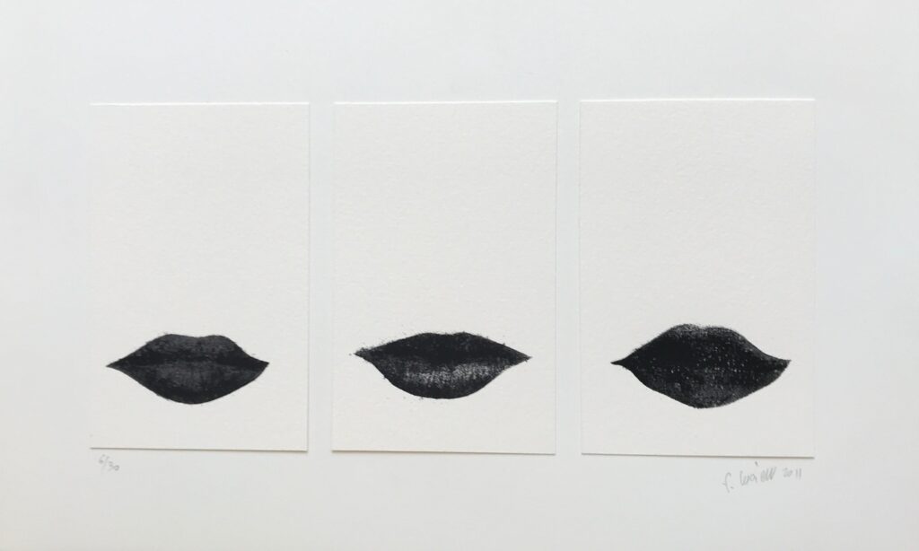 Frédérique Lucien Petites Bouches, 2012 30 exemplaires signés et numérotés Triptyque. Sérigraphie originale sur support papier. 9.06in (23 x 37 cm)