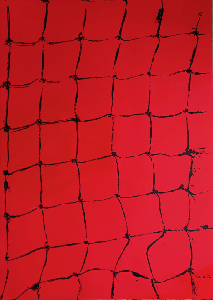 Claude Viallat Filet, 2011 20 exemplaires signés et numérotés. Exemplaires collection. Cette estampe a été réalisée pour l'exposition L'Atelier, rue du Bac en janvier 2012. Sérigraphie originale sur suport chromatic. 27.17 x 19.29 in ( 69,5 x 49,5 cm )
